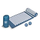Umbro Akupressurmatte mit Kissen – Massagematte – Akupunkturmatte – Rückenschmerzen – Blau