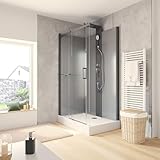 Schulte Wellnesskabine Korsika, 120 x 80 cm, 6 mm Sicherheits-Glas klar hell, Profile schwarz,...