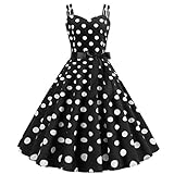 Rockabilly Kleider Damen 50er Jahre Vintage Retro 50s Petticoat Kleid Sommer Spaghettiträger Polka...