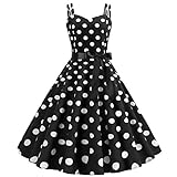 Rockabilly Kleider Damen 50er Jahre Vintage Retro 50s Petticoat Kleid Sommer Spaghettiträger Polka...