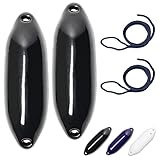 HonuNautic 2er Set Fender incl. Fenderleinen | U-Serie | Farbe: Schwarz | Größe: Ø 10 x L 33 cm |...