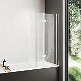 Meykoers Duschwand Badewannenaufsatz 120x140cm Faltwand für Badewanne, Duschabtrennung faltbar aus...