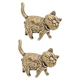 yanwuwa Retro-Tierskulpturen aus Messing, Katzenfiguren für Wohnzimmer, Dekoration, Regal, Akzent,...