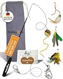 buddypaws® Katzenangel stabil – Interaktives Katzenspielzeug mit 4 Anhängern & Katzenminze –...
