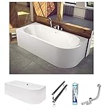 ECOLAM® Badewanne Avita 160x75 cm Schürze | Wanne für Zwei Personen | Eckwanne Modern Design |...