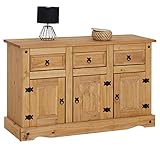 CARO-Möbel Sideboard Salsa Kommode Mexiko Stil Highboard Anrichte Kiefer massiv gebeizt, gewachst...