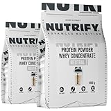 NUTRIFY Whey Protein Pulver Konzentrat Geschmacksneutral Set– 26g Protein/Portion, für...