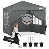 Faltpavillon 3x3 mit 4 Seitenteilen Wasserdicht Winterfest Pop-Up Zelt für Camping, Festival,...