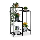 Relaxdays Blumenregal aus Metall, 5 Ablagen für Blumen- & Pflanzentöpfe, Pflanzentreppe, HBT: 81 x...