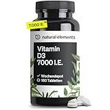 Vitamin D3 7000 I.E. – 180 Tabletten – das Sonnenvitamin als Wochendepot – hochdosiert, ohne...