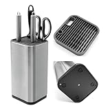 PWGHWG Messerblock Ohne Messer, Edelstahl Messerblock Leer mit Schlitzen für Schere und Wetzstab...