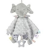 Vicloon Schmusetuch Elefant, Kuscheltuch mit Knisterfolie und Glöckchen, Weich & Waschbar, 26 x 26...