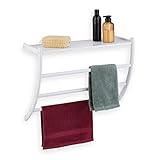 Relaxdays Handtuchhalter Wand, HxBxT: 44 x 56,5 x 23 cm, mit Ablage & 3 Handtuchstangen,...