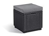 Allibert by Keter Cube Hocker mit Stauraum, grau, inkl. Kissen, Deckel abnehmbar, flache...