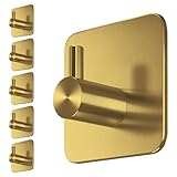 4smile Handtuchhalter ohne Bohren, 6 Stück - Goldene Badezimmer Handtuchhalter, wasserfeste...