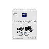 ZEISS Brillen-Reinigungstücher mit Alkohol 200 Stück zur schonenden & gründlichen Reinigung Ihrer...
