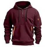 Hoodies für Herren, UK-Herren-Sweatshirt, Knopfleiste, mehrere Taschen, langärmelig, Pullover,...