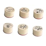 jojofuny 6 Stück Holzstempel Rund mit Retro Thank You Motiv Dekorative Scrapbook Stempel für DIY...