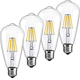 Vanpus 6W ST64 E27 LED-Glühbirne 12-24V Vintage-Edison-Schraube, 3000K Warmweiß Matt-LED, 60W...