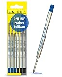 ONLINE 6 Kugelschreiberminen blau & schwarz, G2-Format Strichstärke M, (SWISS MADE), passend für:...