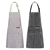 Riqiaqia 2 Pack kochschürze damen, küchenschürze mit 2 Taschen zum Kochen, Backen, Malen,...