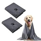 YAMAIDUO 2 Stück Hunde Handtuch 100 x 50 cm, Hundehandtuch Extra Saugfähig und Weich...