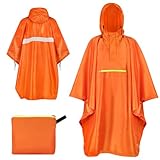 ENONEO Wasserdichter Fahrrad Regenponcho mit Kapuze, Wasserdicht Regenjacken Wiederverwendbar...