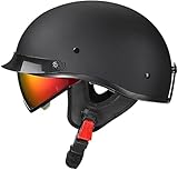 Vintage-Motorradhelm, ECE-Zulassung Für Unisex-Erwachsene, Hochfestes ABS + Stoßfestes EPS,...