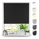 Tom'Shop® Verdunkelungsrollo Klemmfix ohne Bohren[Schwarz, 125cm x 150cm] Seitenzugrollo...