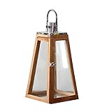 Luminexia Holzlaternen,Vintage-Stil HäNgelaterne,Bauernhaus Laterne,Mit GlastüR,Schmiedeeiserner...