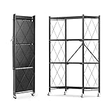 Matomn Klappbares Regal mit Rollen Küchenregal stehend 4 Etagen 5 Etagen Standregal Metallregal...