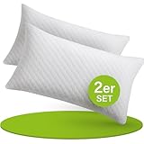 Juskys Kissen 40x80 cm für Bett - 2er Set Kopfkissen mit Memory-Foam Füllung - Kissenfüllung...