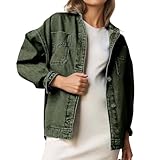 Jeans Jacken Für Damen Bomberjacke Damen Jeansjacke Lang Outdoor Denim Jacket Women Weiss Musselin...