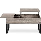 Yaheetech Couchtisch mit höhenverstellbarer Platte Lift Top Kaffeetisch Wohnzimmertisch getrennt...