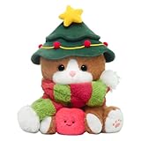 Plüschkatze Weihnachten - schlafende Plüschpuppe, Weihnachtsdekoration für Plüschtiere Mit...