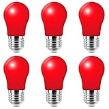 HUAMu E27 LED Glühbirne Rot 3W, A50 Farbige Glühbirn Beleuchtung Glühbirnen, Rot Glühbirnen für...
