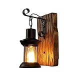 Retro Innen Wandlampe Holz Wandleuchte E27 Antik Industrial Wandleuchte Kreativ Kerze Licht...