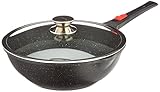 Kamberg 0008057 – Wok 30 cm – Abnehmbarer Griff – Aluminiumguss – Beschichtung in Steinoptik...