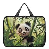 ZIATUBLES Laptophülle mit Cartoon-Panda-Motiv, PU-Leder, Laptop-Tragetasche mit...