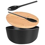 INNOVEST Salatschüssel Bambus mit Schneidebrett Deckel, Besteck, Salatbesteck-Inklusive 4...