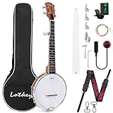 Horse Banjo 5 String 26 Inch Size Mini Closed Sapele Back for Professional Beginners with Extra...