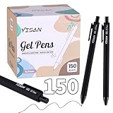 YISAN Gelschreiber Schwarze,150 Pack,Gelstifte 0.7mm,Einziehbarer Kugelschreiber,Smooth Writing for...