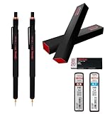 rOtring 800+ Druckbleistifte-Set, 0,5 mm und 0,7 mm Stylus Hybrid, Twist-to-Retract, schwarzer...