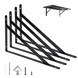 Regalhalterung 400 X 250 mm, 4 Stück Regalwinkel Schwarz Metall 16 Inch, 90 Grad Regalträger,...