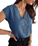 Cicy Bell Bluse Damen Ärmellose V-Ausschnitt Tops Sommer Elegant Cap Sleeve T Shirts Casual Lose...