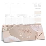 Häfft® Wochen-Tischkalender 2025 quer zum Aufstellen 'Soft Beige' 1 Woche 2 Seiten,...