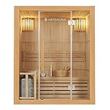 Artsauna Saunakabine Tampere mit 4,5 KW Ofen — Sauna 150 x 110 x 190 cm mit Glasfront,...