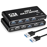 HDMI KVM Switch 4 port - USB 3.0 KVM Switches 4K@60Hz für 2 PC 1 Monitor - Inklusive 2 USB 3.0...