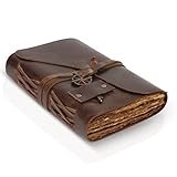 Wanderings Vintage Notizbuch Leder - 18 x 13cm - Antikes, Handgemachtes Leder Notizbuch mit...