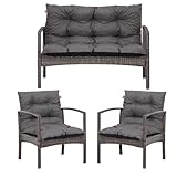 Bielik 3-teiliges Gartenkissen-Set – Sitzpolster für Gartensofa & Rattanmöbel | Bankauflage + 2X...